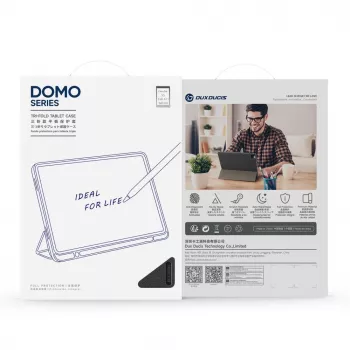 Dux Ducis Domo Series trojdielny stojan PU kožené puzdro na tablet pre Samsung Galaxy Tab A9 / Tab A11, modré