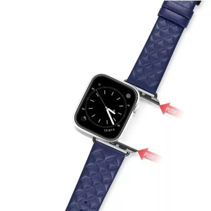 Dux Ducis pravá koža náramok pre Apple Watch 38/40/41mm - modrý
