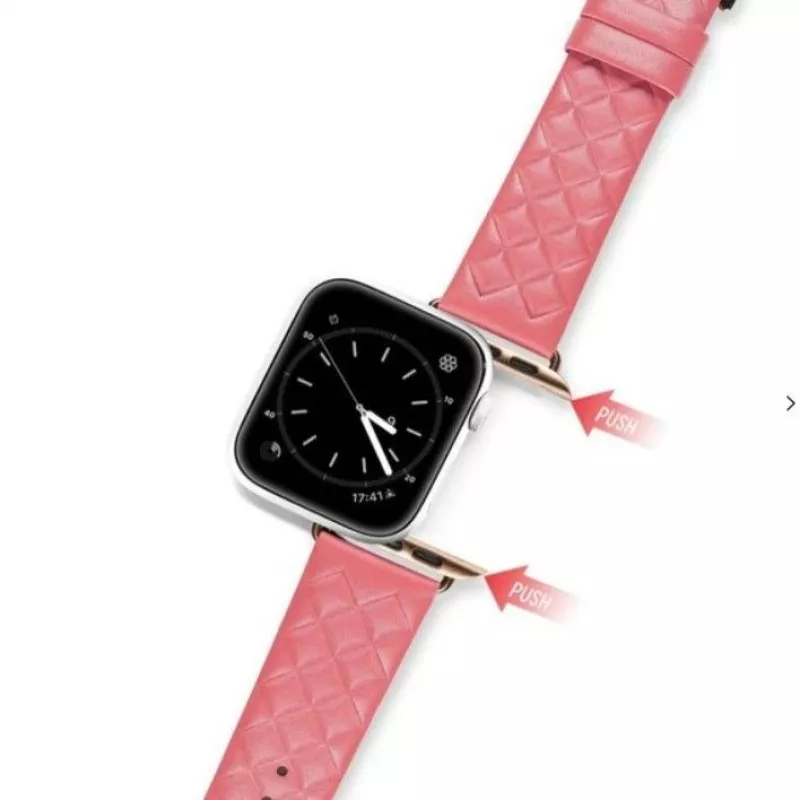 Dux Ducis pravá koža remienok pre Apple Watch Series 7/6/5/4/3/2/SE (38/40/41mm) - červený