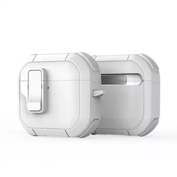 Dux Ducis PECP Series PC+TPU puzdro s háčikom pre AirPods 4, biela