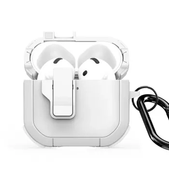 Dux Ducis PECP Series PC+TPU puzdro s háčikom pre AirPods 4, biela