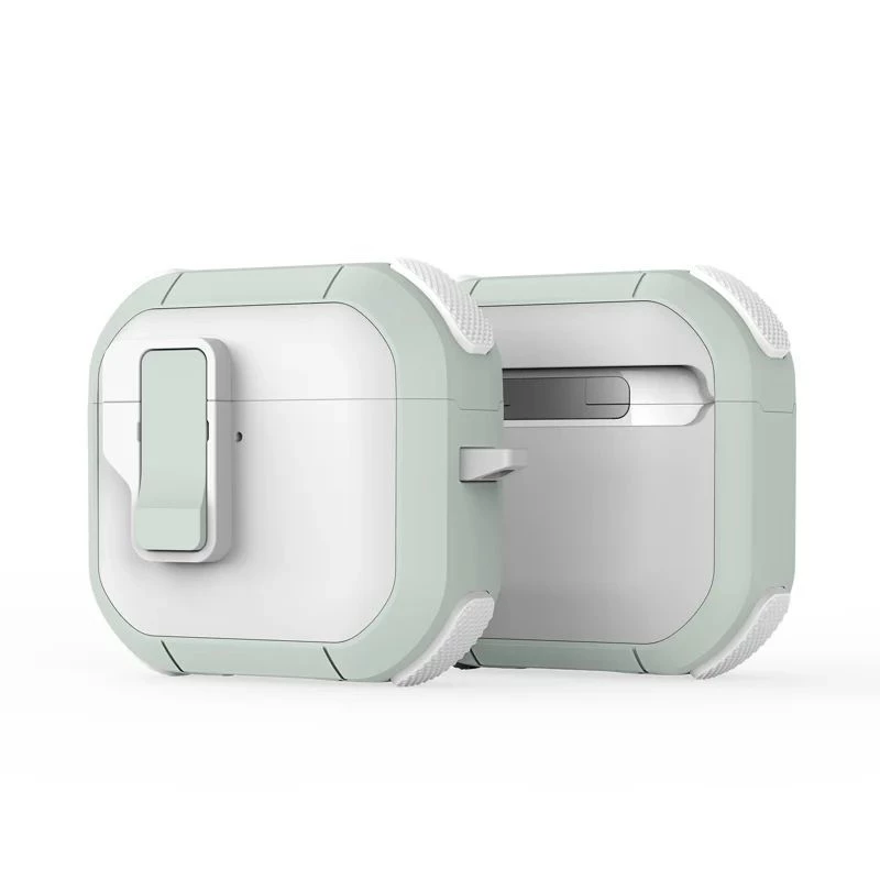Dux Ducis PECP Series PC+TPU kryt s háčikom pre AirPods 4, biely zelený