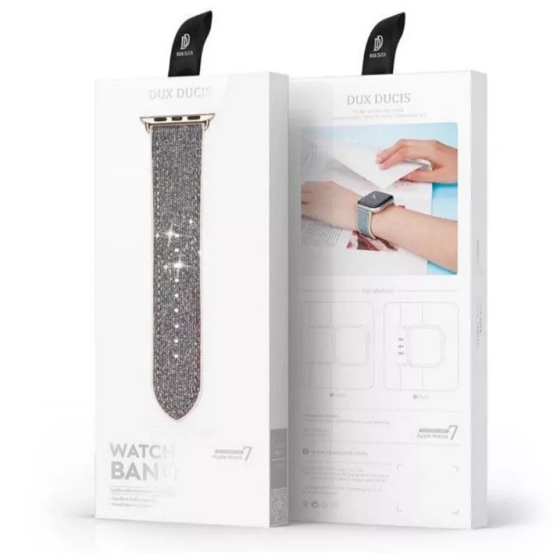 Dux Ducis Remienok pre Apple Watch 7/6/5/4/3/2/SE (41/40/38mm), Náramok, Strieborný