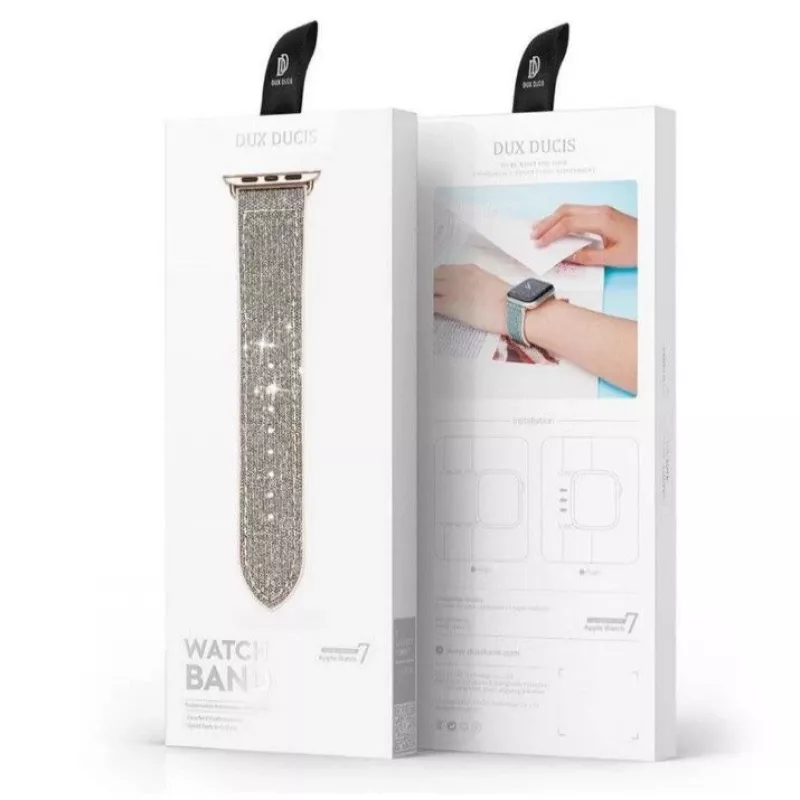 Dux Ducis Remienok pre Apple Watch 7/6/5/4/3/2/SE (41/40/38mm), náramok, strieborný