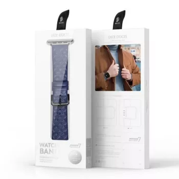 Dux Ducis Trap kožený remienok pre Apple Watch 7/6/5/4/3/2/SE (45/44/42mm) pravá koža remienok modrý