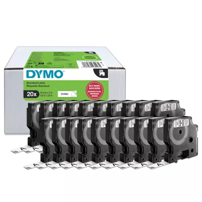 DYMO D1 popisovacia páska 9mm x 7m čierna na bielom (balenie 10 ks)