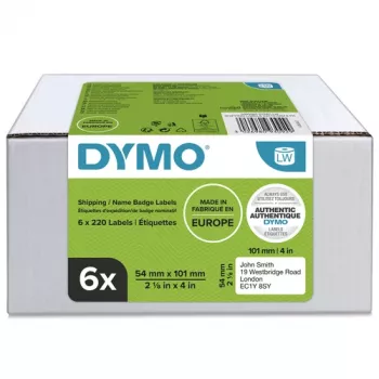 DYMO LabelWriter etikety na zásielky a menovky, 54 x 101 mm, biela, permanentné lepidlo, 220 etikiet na rolku