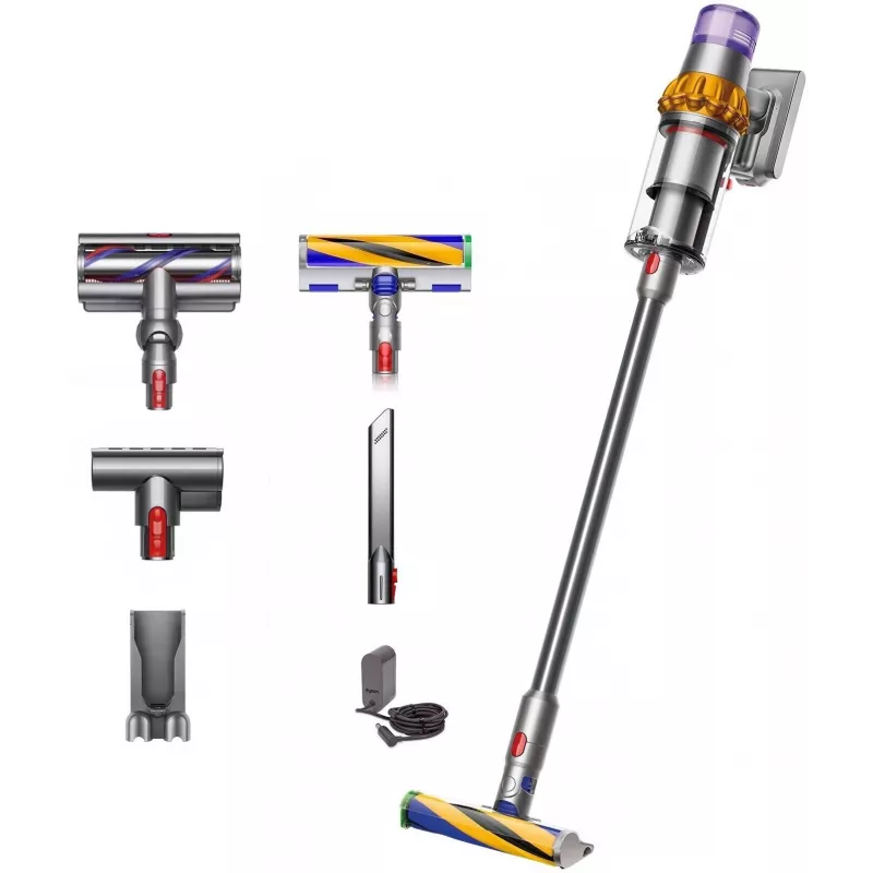 Dyson V15 Detect Absolute tyčový vysávač na batériu, ušľachtilá oceľ, 240AW, LCD displej, 60 min výdrž