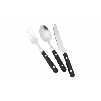 Easy Camp Family Cutlery Set 12 kusov - nehrdzavejúca oceľ s rôznymi plastovými rukoväťami, sieťová taška