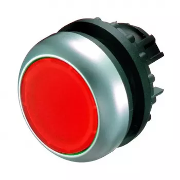 Eaton M22-DL-R svietiace tlačidlo spínač, plochý, červený, momentný, 22,5 mm