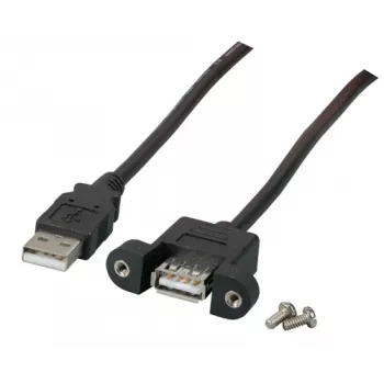 EFB-Elektronik USB 2.0 predlžovací kábel A-A, panelová zásuvka, 1,0 m, čierny, Classic