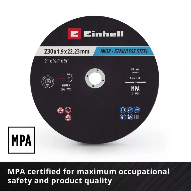 Einhell 230 x 2,0 mm tenké rezné kotúče pre uhlovú brúsku, balenie 10 ks 711524