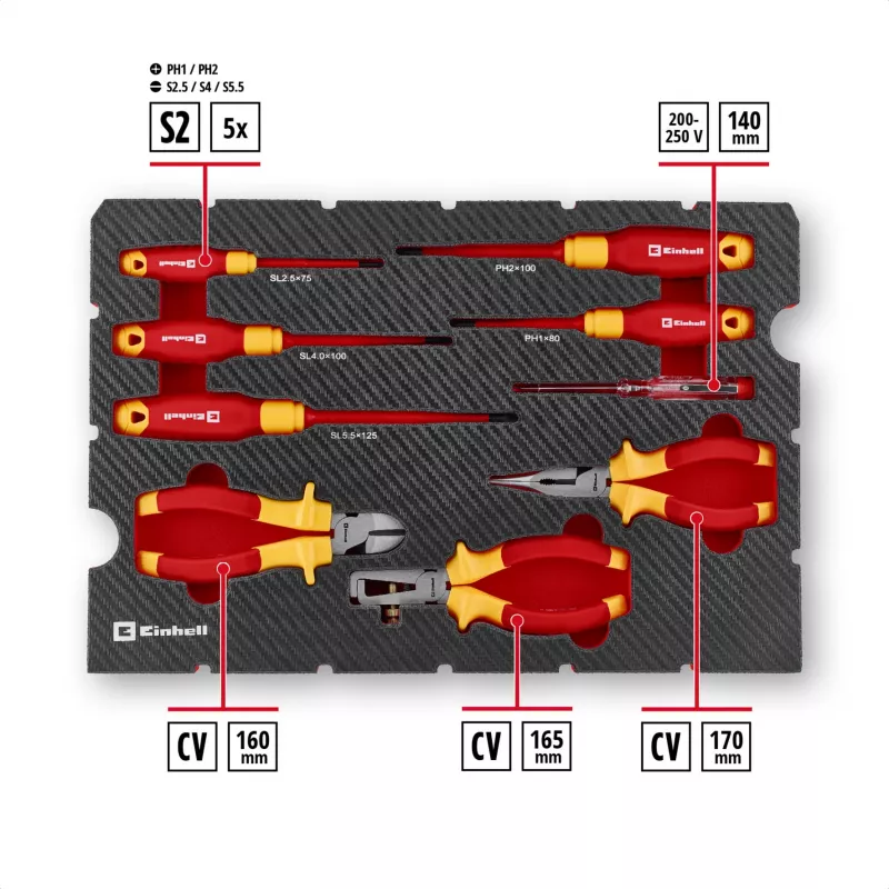 Einhell E-Case VDE kufrík na náradie 24-dielna elektrikárska sada (červená/žltá)