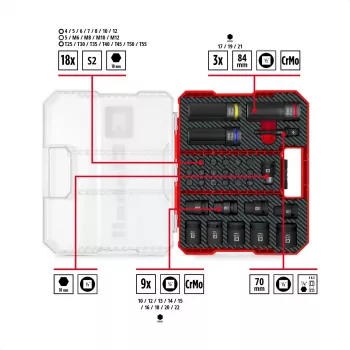 Einhell Impact Bit and Socket Set 1/2 inch 32-dielna v XL kufríku