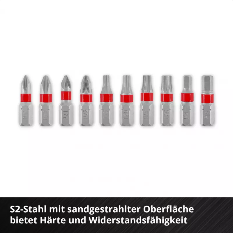 Einhell Karabiner Impact Bit Set 10-dielna 1/4 palca šesťhranné impact bity s karabínkou