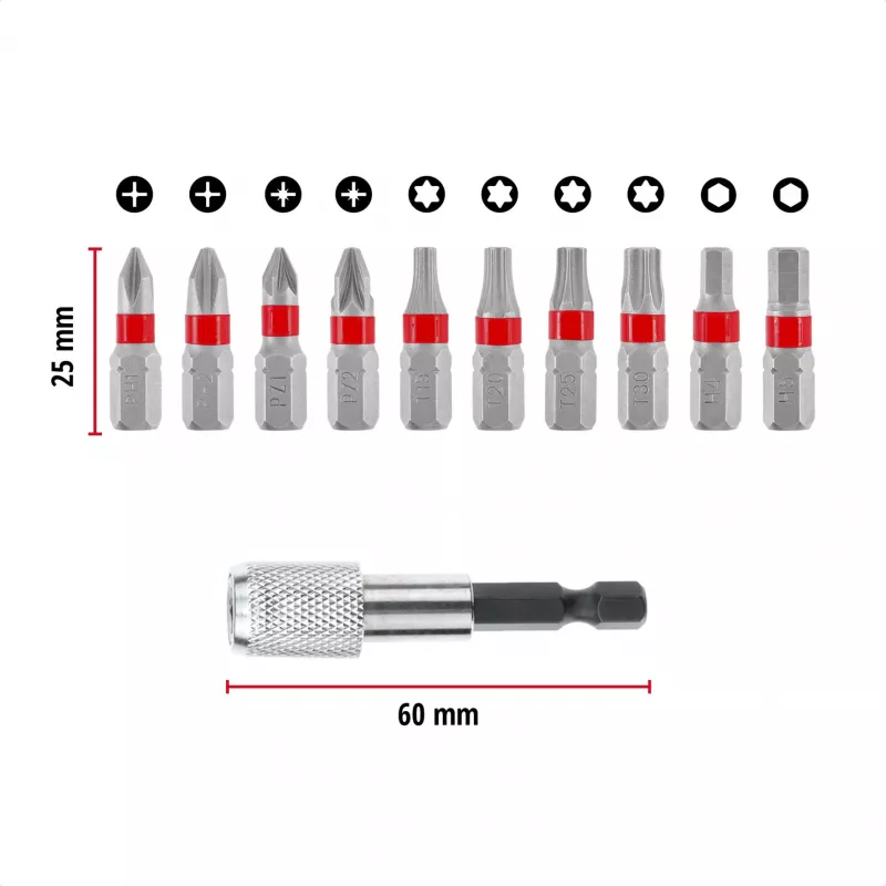Einhell Karabiner Impact Bit Set 10-dielna 1/4 palca šesťhranné impact bity s karabínkou