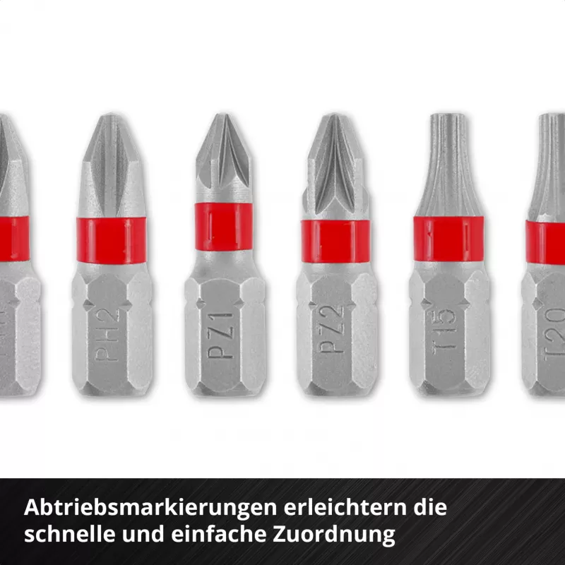 Einhell Karabiner Impact Bit Set 10-dielna 1/4 palca šesťhranné impact bity s karabínkou
