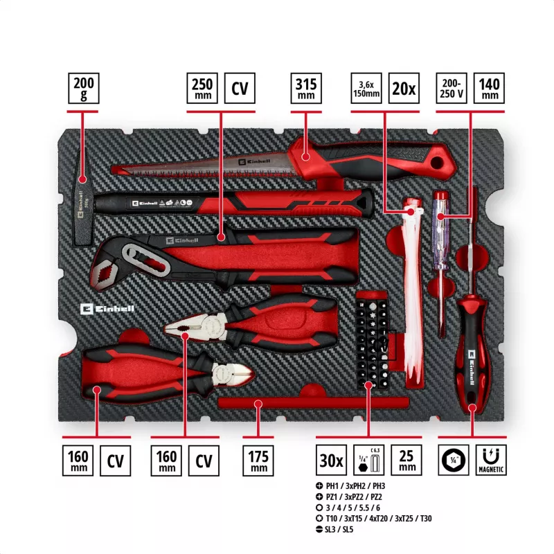 EINHELL-KWB E-Case sada renovačného náradia, 78-dielna (čierna/červená)