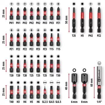 EINHELL-KWB Impact sada bitov v M-CASE, 39-dielna (s nástrčkami)