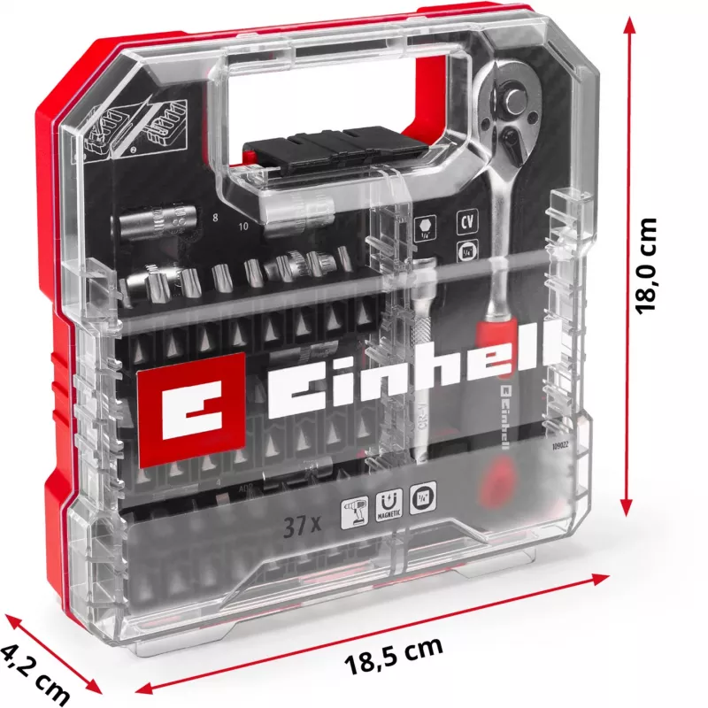 EINHELL-KWB sada nástrčných kľúčov a bitov 1/4 palca 37-dielna v L-CASE
