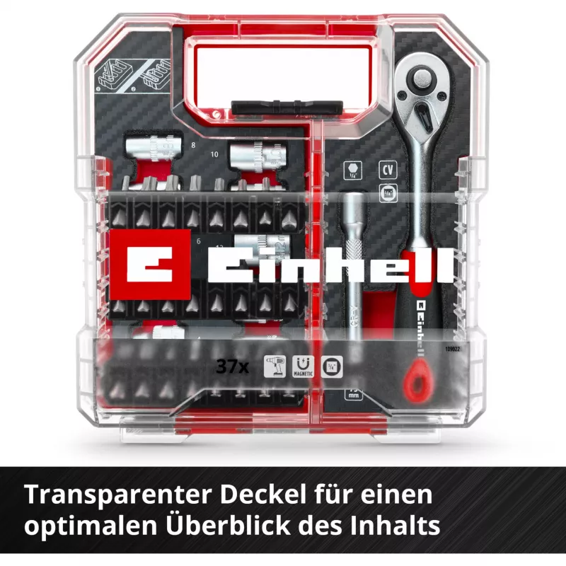 EINHELL-KWB sada nástrčných kľúčov a bitov 1/4 palca 37-dielna v L-CASE