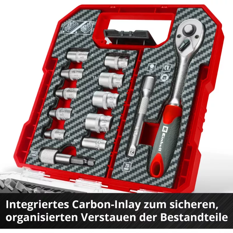 EINHELL-KWB sada nástrčných kľúčov a bitov 1/4 palca 37-dielna v L-CASE