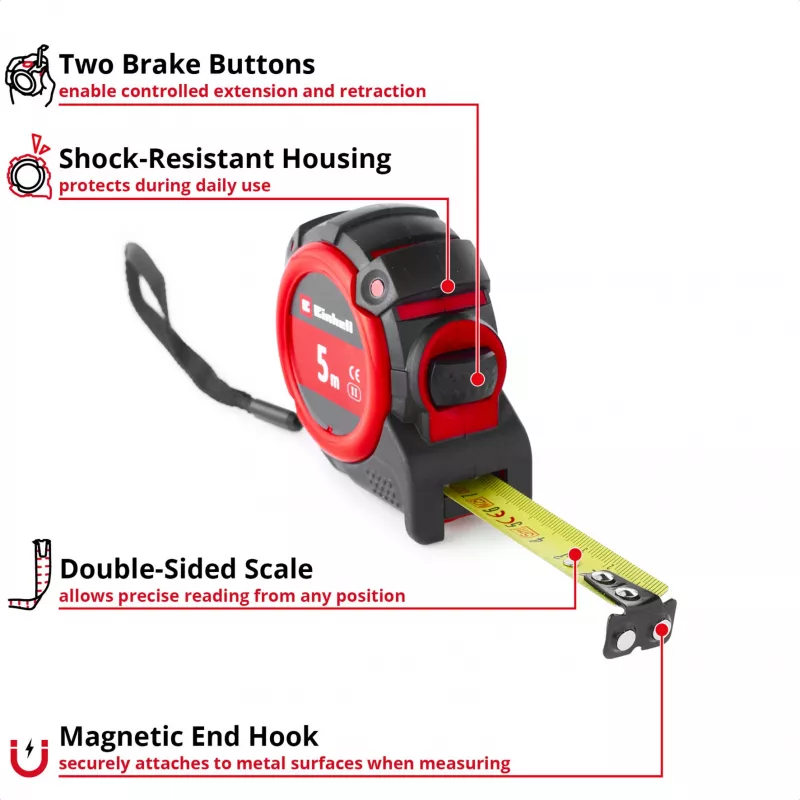 EINHELL-KWB meter, 5 m (čierna/červená)