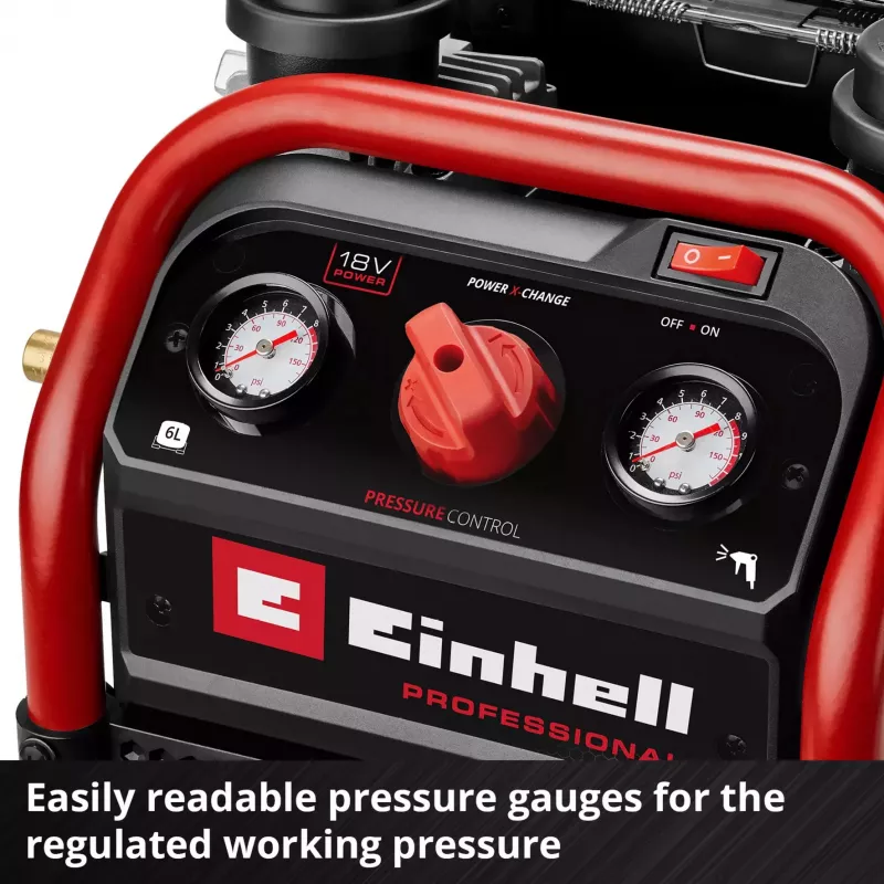 EINHELL Power X-Change akumulátorový kompresor SILENZZO 18/160, 18V (červená/čierna, bez batérie a nabíjačky)