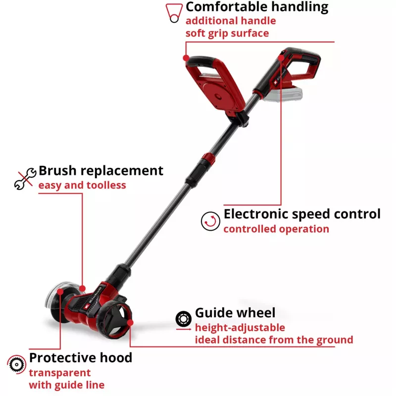 EINHELL Power X-Change akumulátorový čistič škár GE-CC 18/110 Li E-Solo, 18V (červená/čierna, bez batérie a nabíjačky)