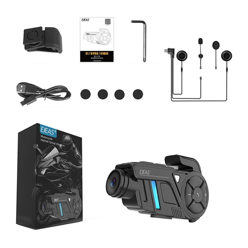 EJEAS K1Pro intercom na motocykel s 1080P rekordérom