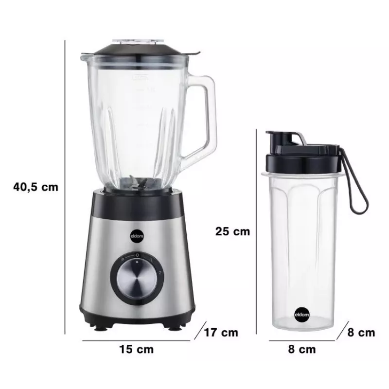 ELDOM BK7S STALO 2.0 L stolový mixér 1000 W čierna/strieborná