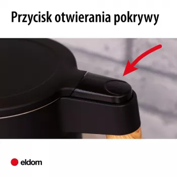 ELDOM C550 Bezdrôtová kanvica s reguláciou teploty, 1,7 L, 2200 W, Nerez, 5 predvolieb, Funkcia udržiavania teploty, LED displej, Čierna