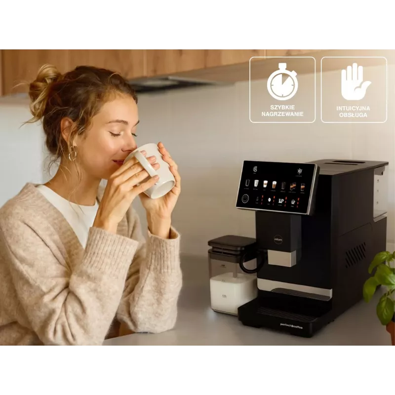 ELDOM ECA10 automatický kávovar s tlakom, 7 programov, 19 bar, 1450 W, 1,8 l nádrž na vodu, Bean-to-Cup, LCD, čierny