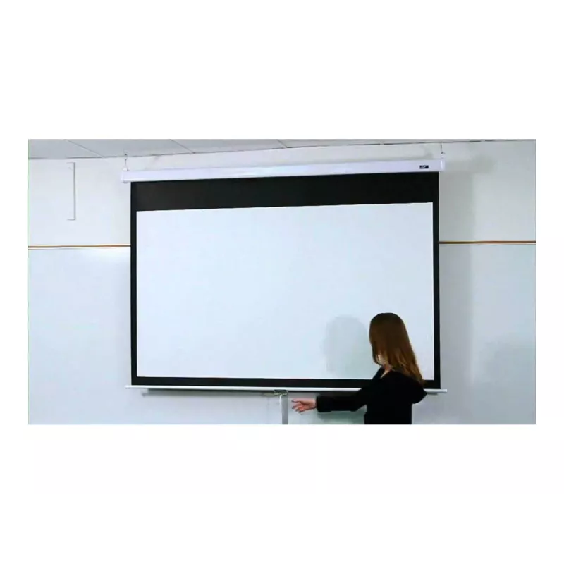 Elite Screens Manual Series M120XWV2 120-palcová manuálna rolovacia projekčná plátno s MaxWhite FG materiálom, 16:9 pomer strán, biele puzdro