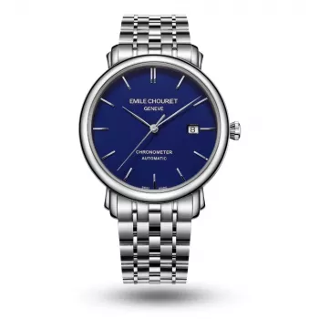 EMILE CHOURIET pánske automatické potápačské hodinky 001168G406698 40mm čierny ciferník oceľový náramok