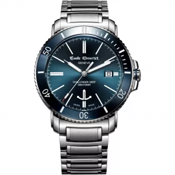 EMILE CHOURIET pánske automatické potápačské hodinky 42mm nehrdzavejúca oceľ čierny ciferník 081169G6AW986