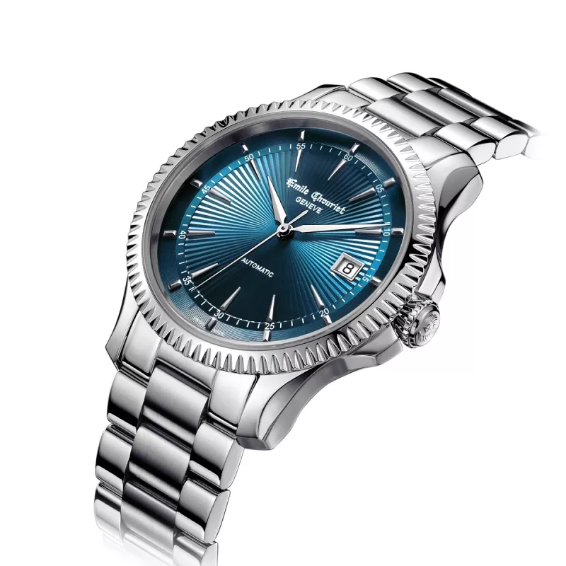 EMILE CHOURIET pánske automatické hodinky 40mm oceľ čierny ciferník