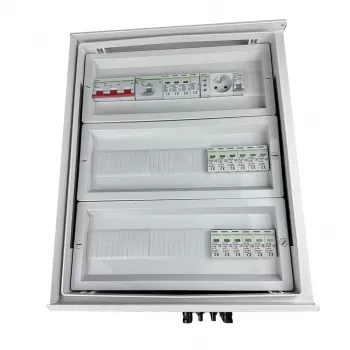 EMITER EM-854N DCAC Hermetic IP66 spojovacia skriňa solárneho PV generátora s DC a AC prepäťovou ochranou, 5 vstupov stringov, 5 MPPT, 100A 3-fázová