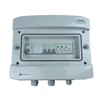 EMITER rozvádzač pripojený AC Hermetic IP65 EMITTER so zvodičom prepätia AC Noark Typ 1+2, 50A 3-fázový, RCD Typ A 63A/300mA