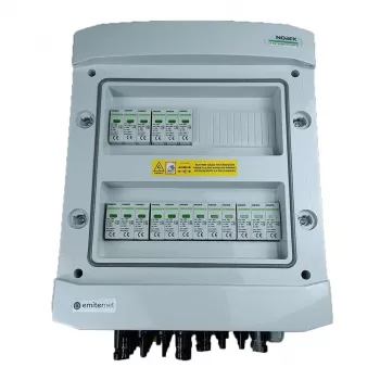 EMITER Rozvádzač pripojený DC hermetický IP65 EMITTER s DC prepäťovou ochranou Noark 1000V typ 1+2, 6x PV-string, 6x MPPT