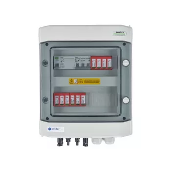 EMITER rozvádzač DC/AC hermetický IP65 EMITTER so zvodičom prepätia DC Dehn 1000V Typ 2, 2 x PV-string, 2 x MPPT // og. AC Dehn Typ 2, 10A 3-fázový, RCD Typ A 40A/300mA