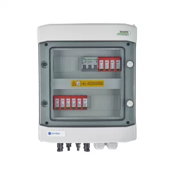 EMITER rozvádzač zapojený DCAC Hermetic IP65 EMITTER so DC prepäťovou ochranou Dehn 1000V Typ 2, 2 x PV string, 2 x MPPT // og. AC Dehn Typ 2, 16A 3-fázový