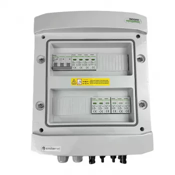 EMITER rozvádzač s príslušenstvom DCAC Hermetic IP65 s Noark 1000V Typ 2 DC prepäťová ochrana, 2 x PV string, 2 x MPPT // AC Noark Typ 2, 10A 3-fázový