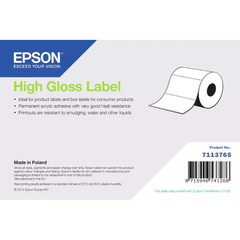 Epson High Gloss rolka etikiet, 105 x 210 mm, 273 etikiet, biela