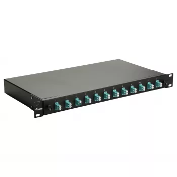 Equip 12-portová optická spájacia krabica, LC Duplex, OM3, 1U, osadená, čierna