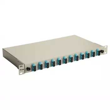 Equip 12-portová optická zváracía krabica, SC Duplex, OM3, 1U rackmount, osadená, sivá
