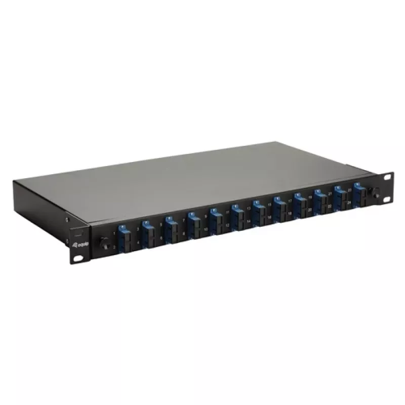 Equip 12-portová optická spájacia krabica, SC duplex, OS2, 1U, plne osadená, čierna (591909)