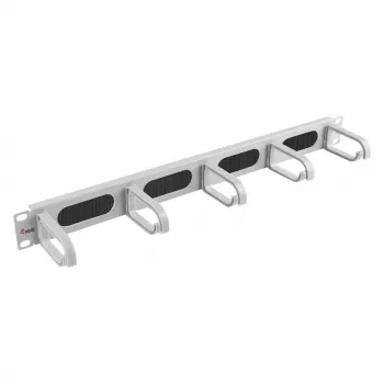 Equip 19-palcový panel na vedenie káblov s 5 plastovými krúžkami, oceľ, 1U, RAL7035