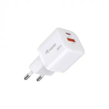 Equip 2-portová USB-C PD3.0/USB-A GaN nástenná nabíjačka 20W, biela, balenie 25 kusov