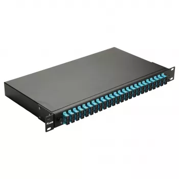 EQUIP 24-portová optická zváracá krabica, LC Duplex, OM3, 1U, osadená, Čierna